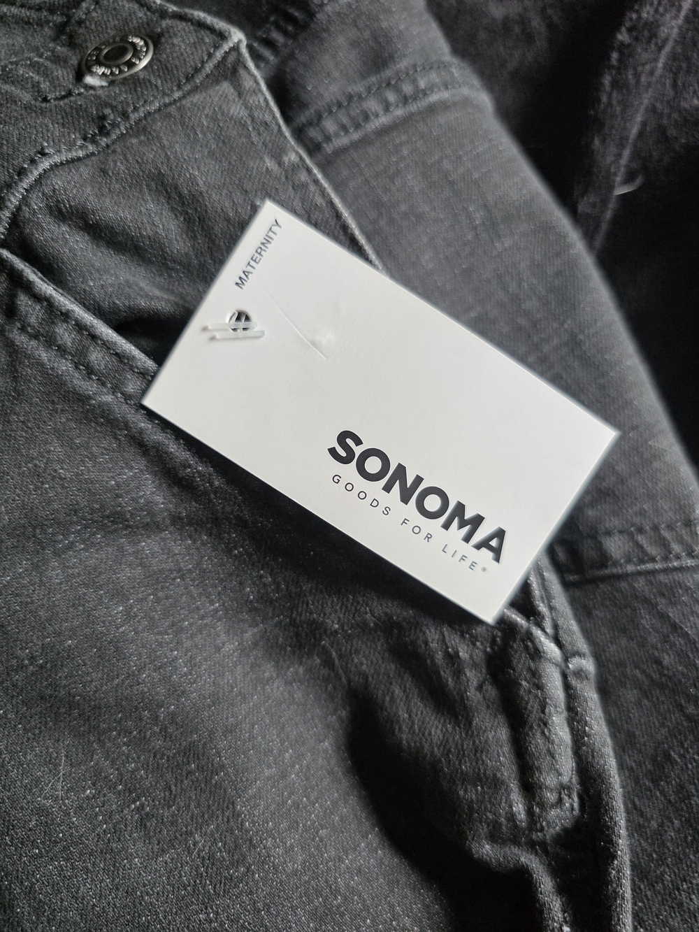 NWT Sonoma Maternity Black Denim Overalls XL Adjustable Bib Straight Leg - Picture 6 of 7